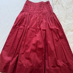 Aje Deep Red Full Gathered A-Line Skirt